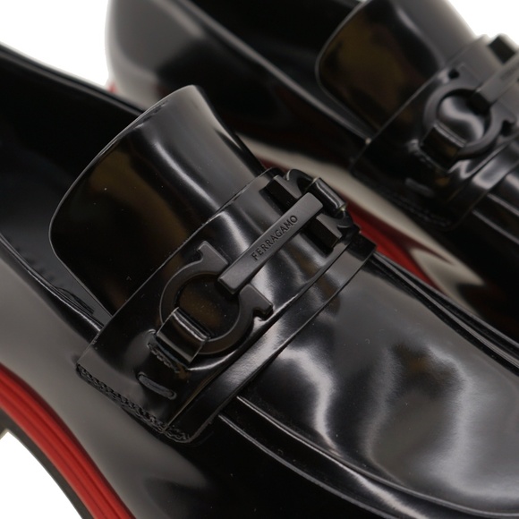 Salvatore Ferragamo Fiorello Tonal-Bit Loafers Gancini Black Leather Size 12 New - Picture 5 of 7